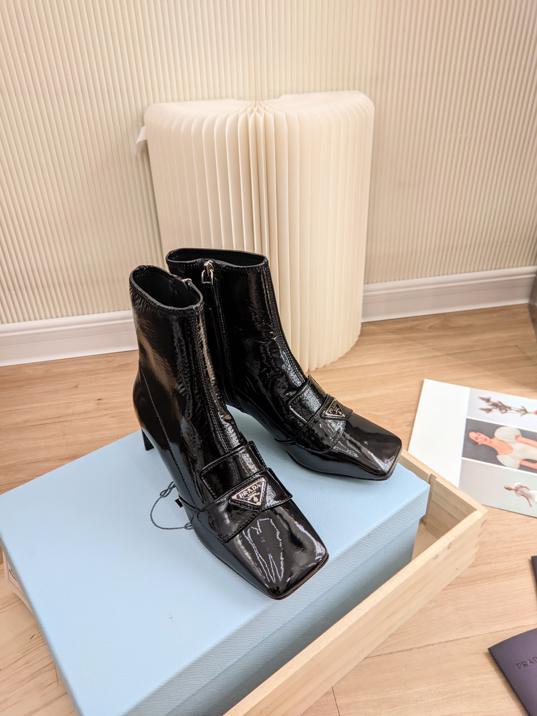 Prada Patent Ankle Boots Black For Women 2in/50mm Prada 1T293MF0553LBKF0002 - Soul Replicas