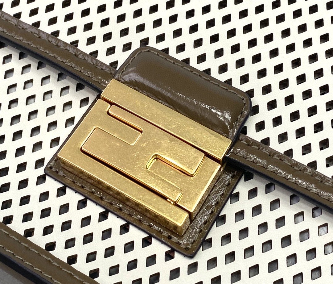 Fendi Medium Kan U White and Brown Bag For Woman 25cm/10in - Soul Replicas