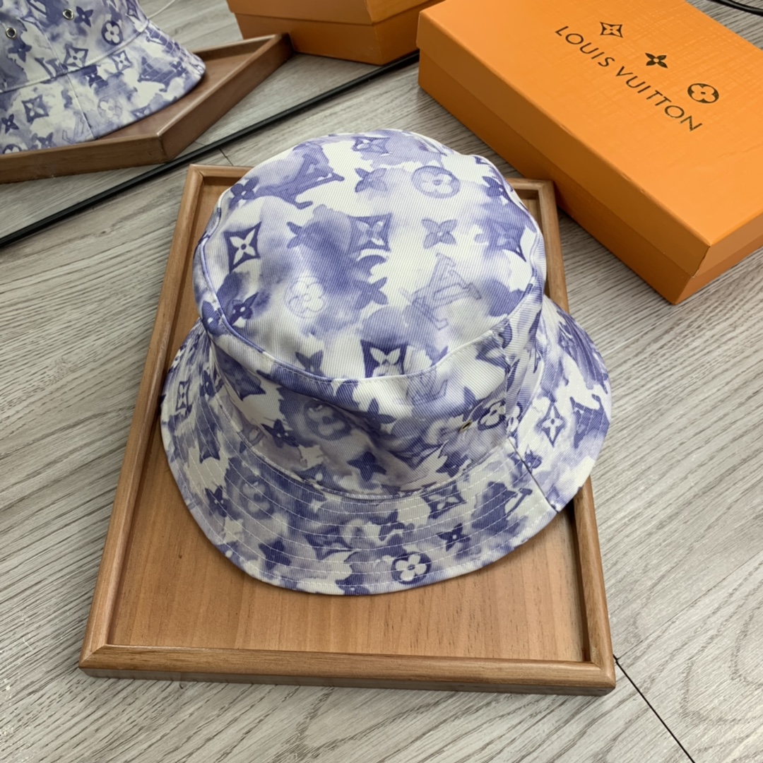 Louis Vuitton Monogram Bucket Hat Light Blue Watercolor LV Hat - Soul Replicas