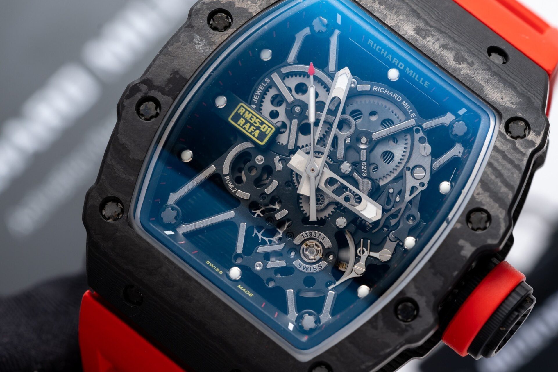 Richard Mille RM35-01 Replica 1:1 Watch Red Rubber Strap 45mm - Soul Replicas