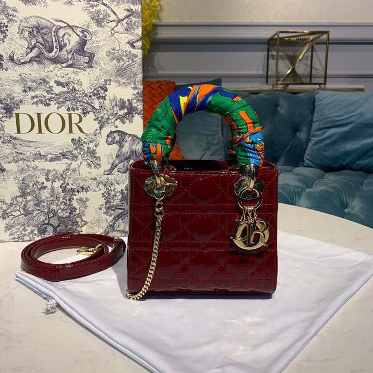 Christian Dior Mini Lady Dior Bag with Chain Gold Toned Hardware Spring/Summer Collection. Burgundy. For Women Women's Handbags. 18cm CD M0505OCAL_M42R - Soul Replicas