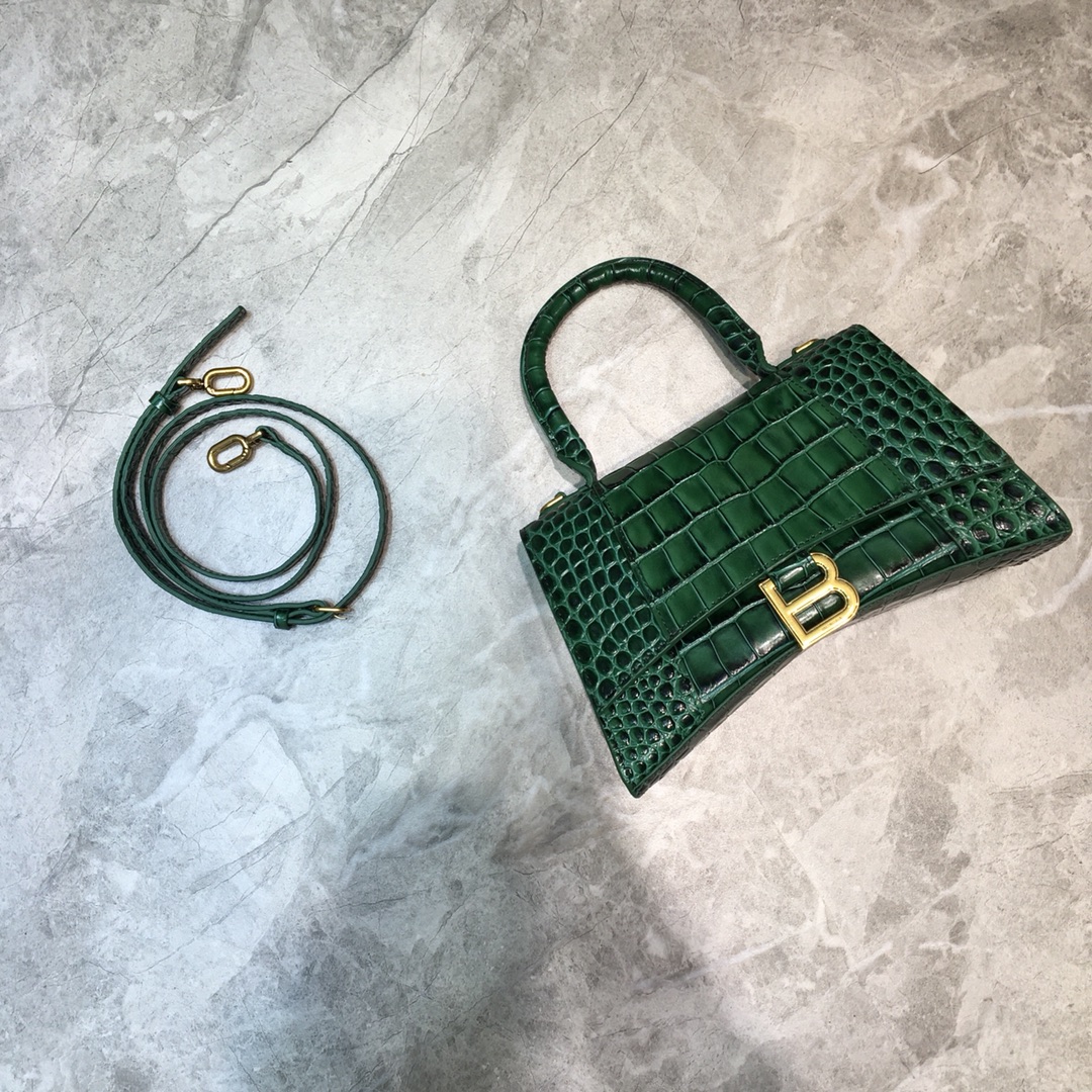 Balenciaga Hourglass Small Handbag In Dark Green. For Women. Women-s Bags 9in/23cm 5935461LRGM3011 - Soul Replicas
