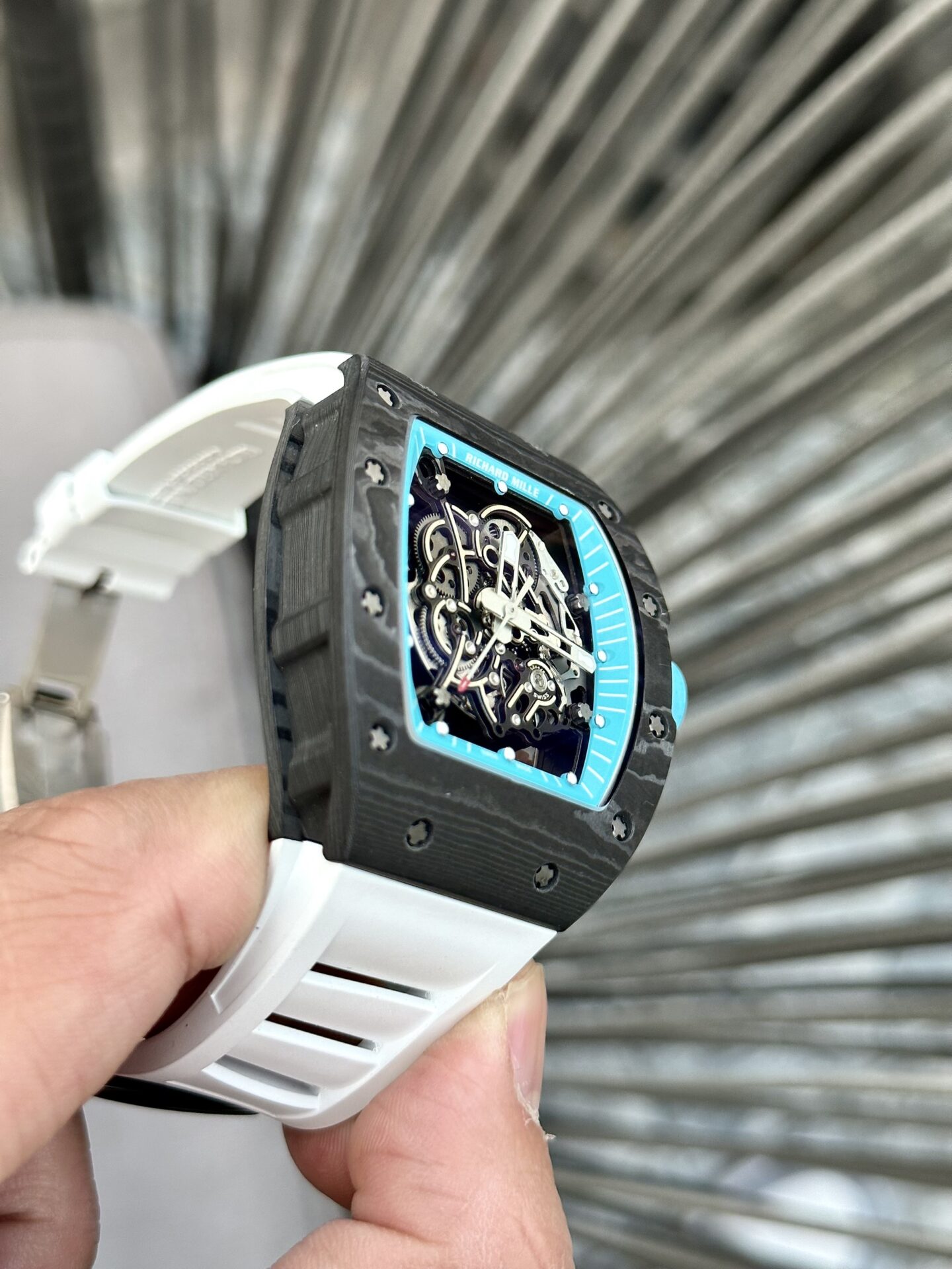 Richard Mille RM055 Replica Watch Full Carbon White Rubber Strap BBR 45mm - Soul Replicas