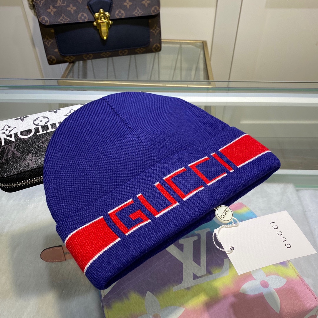 Gucci Beanie Cashmere In Blue - Soul Replicas