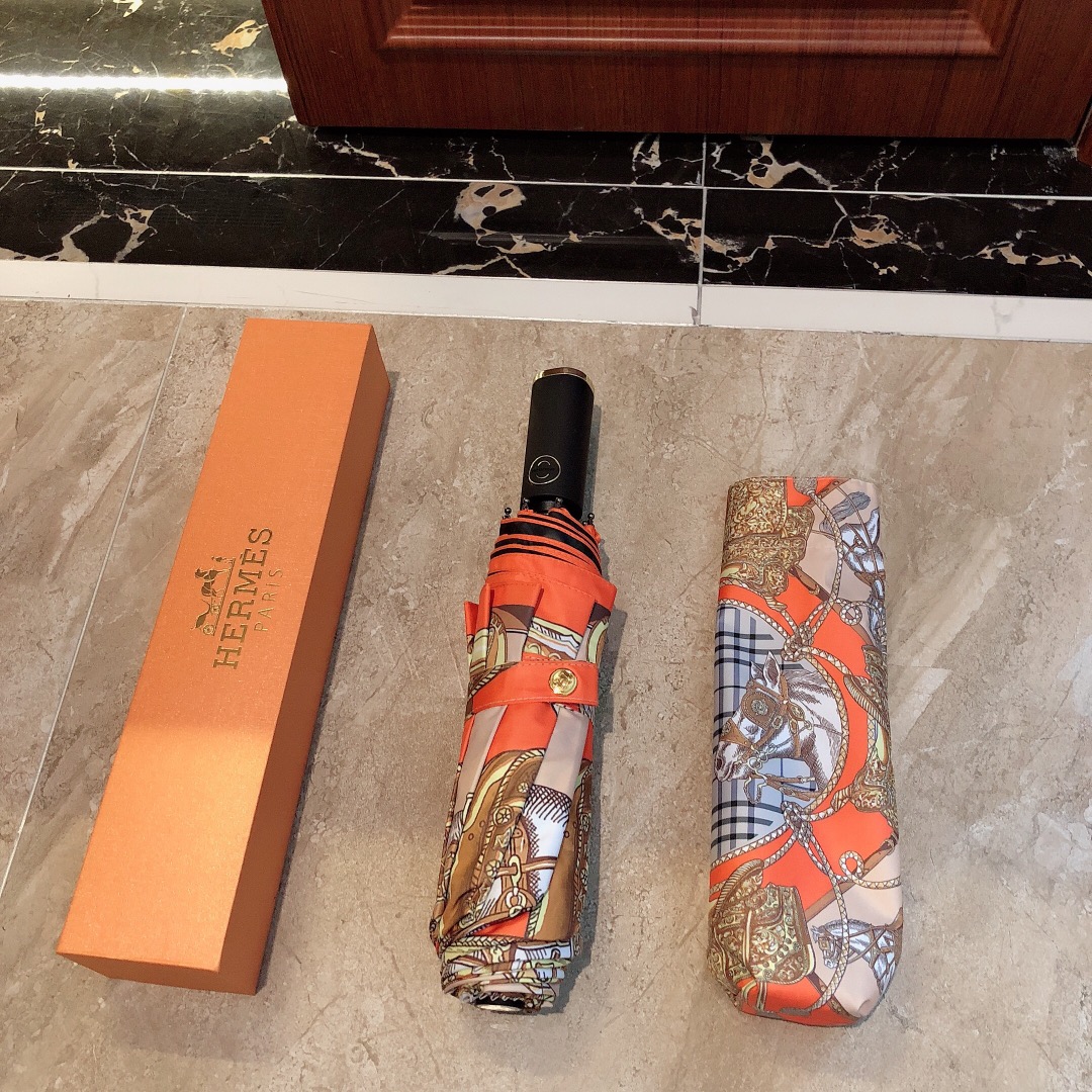 Hermes Pluie De H Folding Umbrella Orange - Soul Replicas