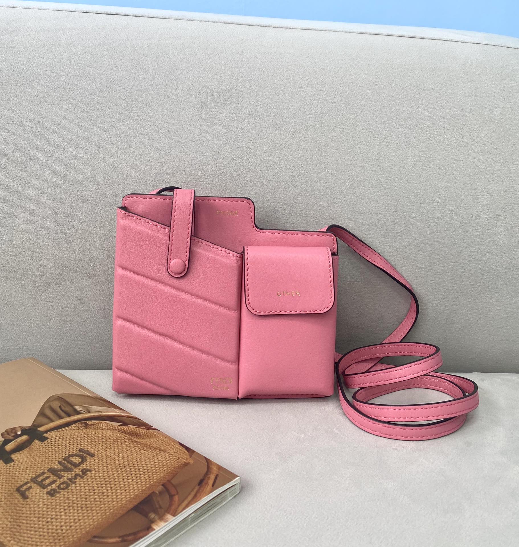 Fendi Bustine 2 Pockets Mini Pink Bag For Woman 16cm/6in - Soul Replicas