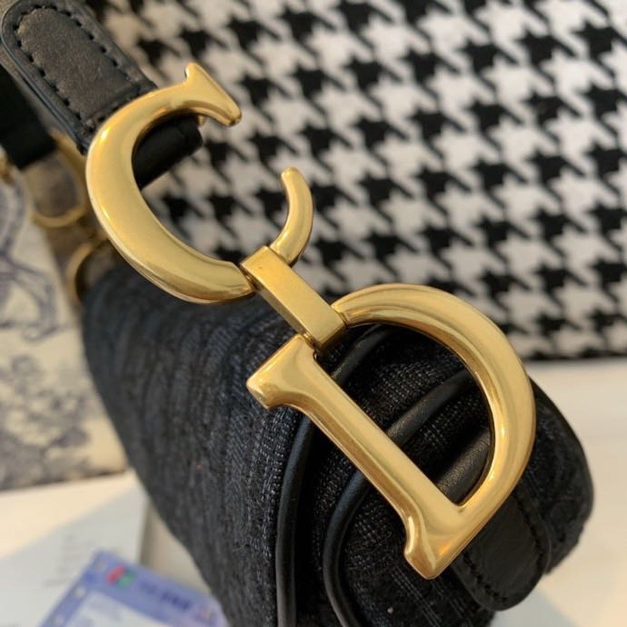 Christian Dior Saddle Bag Black Oblique Embroidered Canvas Gold Toned Hardware For Women 19.5cm/7.6in CD - Soul Replicas