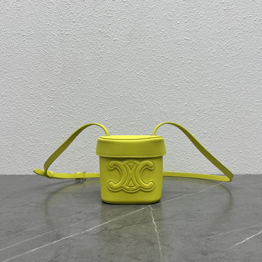 Celine Small Box Cuir Triomphe Yellow For Women 4in/11cm  - Soul Replicas