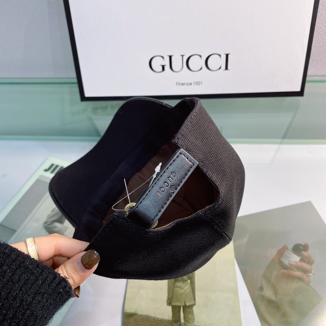 Gucci Canvas Baseball Cap Black - Soul Replicas
