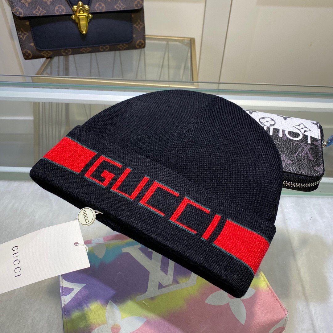 Gucci Beanie Cashmere In Black - Soul Replicas