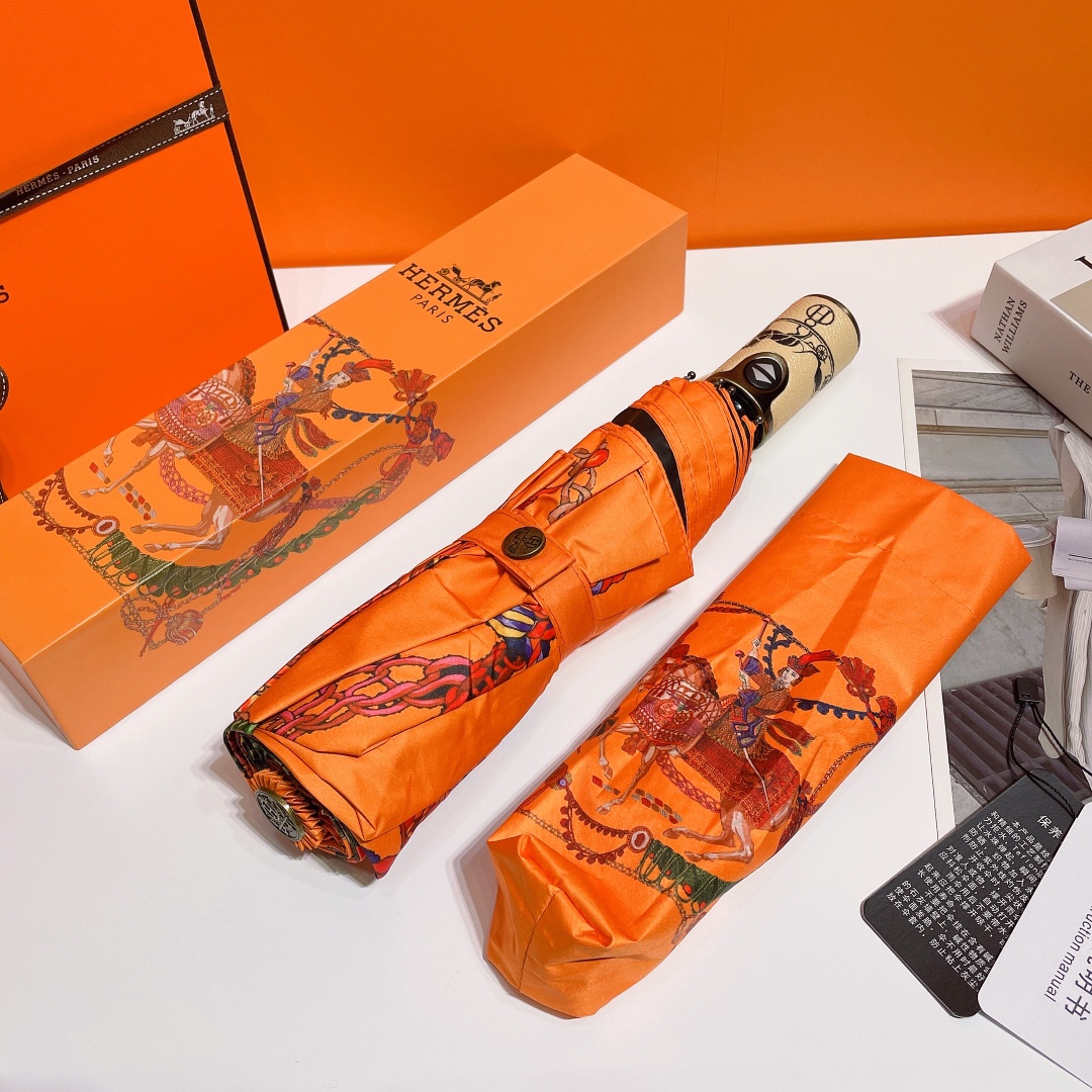 Hermes Pluie De H Folding Umbrella Orange - Soul Replicas