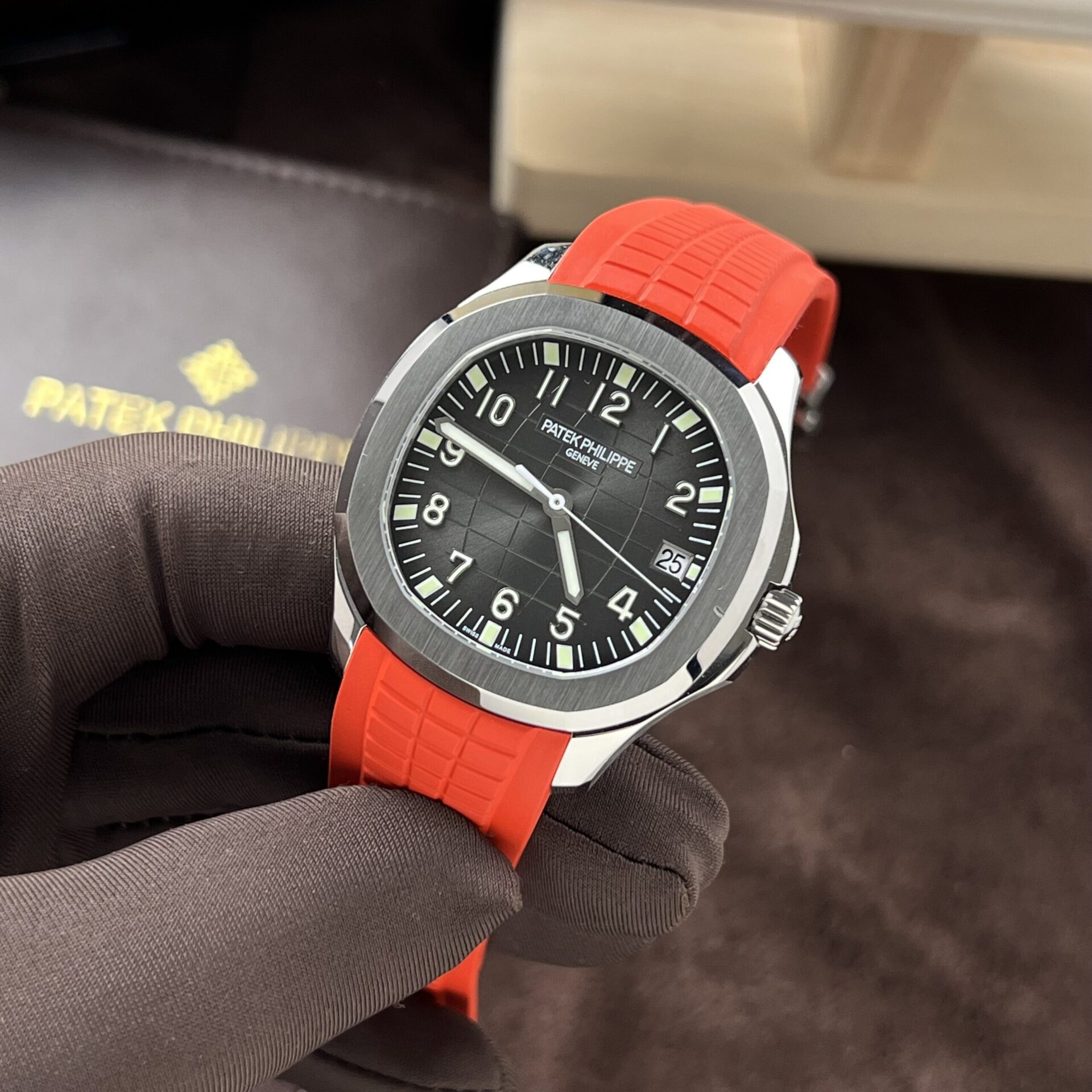Patek Philippe Replica Watch Aquanaut 5167A Red Rubber Strap 3K Factory 40mm - Soul Replicas
