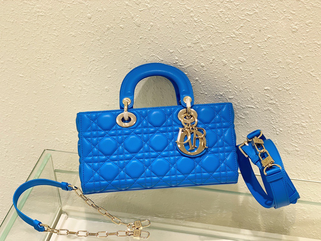 Christian Dior Lady D-Joy Bag Blue. For Women. Women's Handbags 26cm/10in CD - Soul Replicas