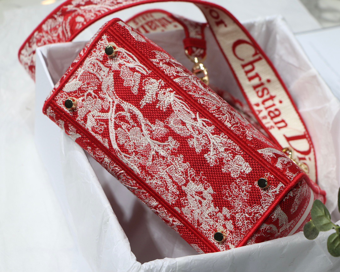 Christian Dior Medium Lady D-Lite Bag Red. For Women. Women's Handbags 24cm/9.5in CD - Soul Replicas