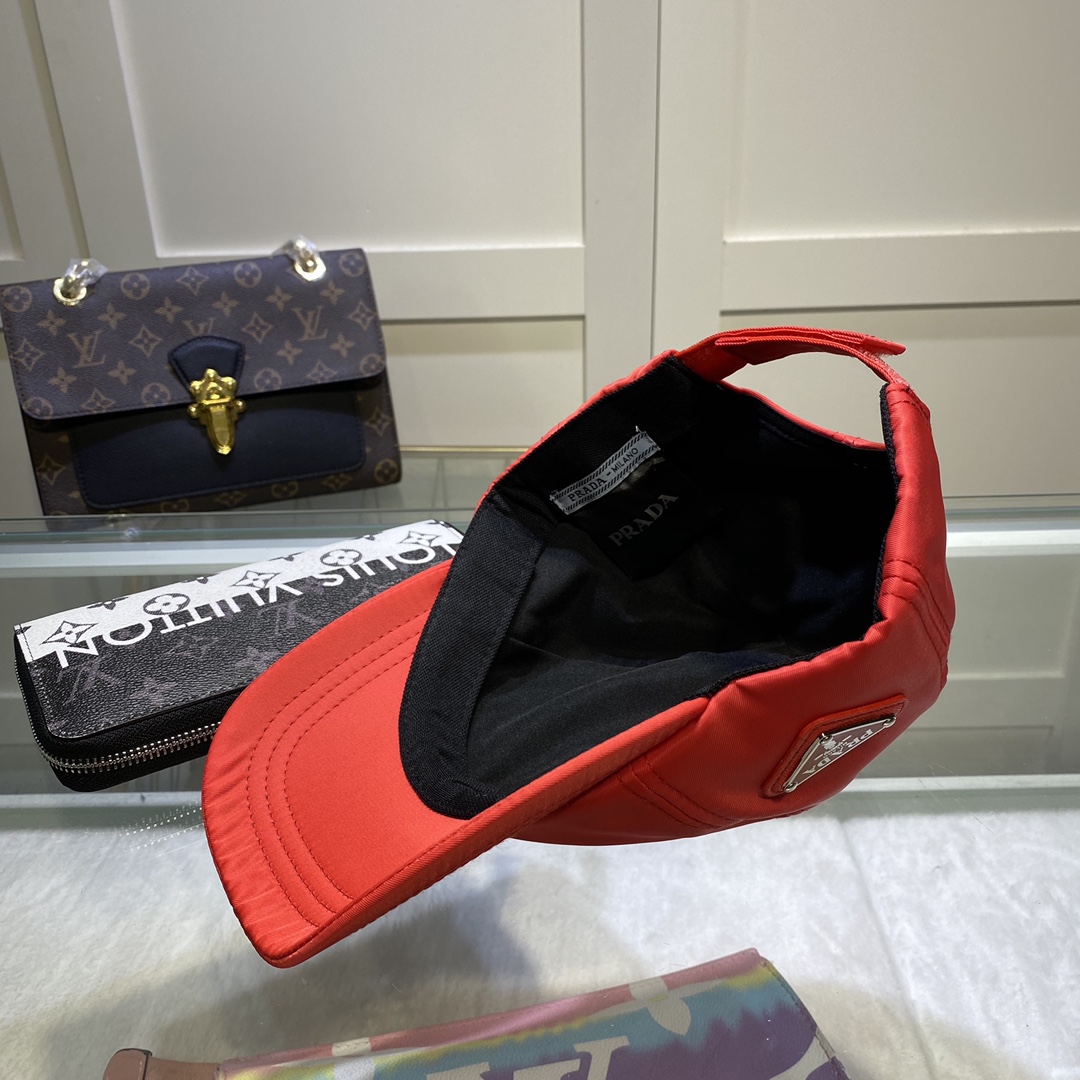 Prada Drill Baseball Cap Red Prada Cap - Soul Replicas