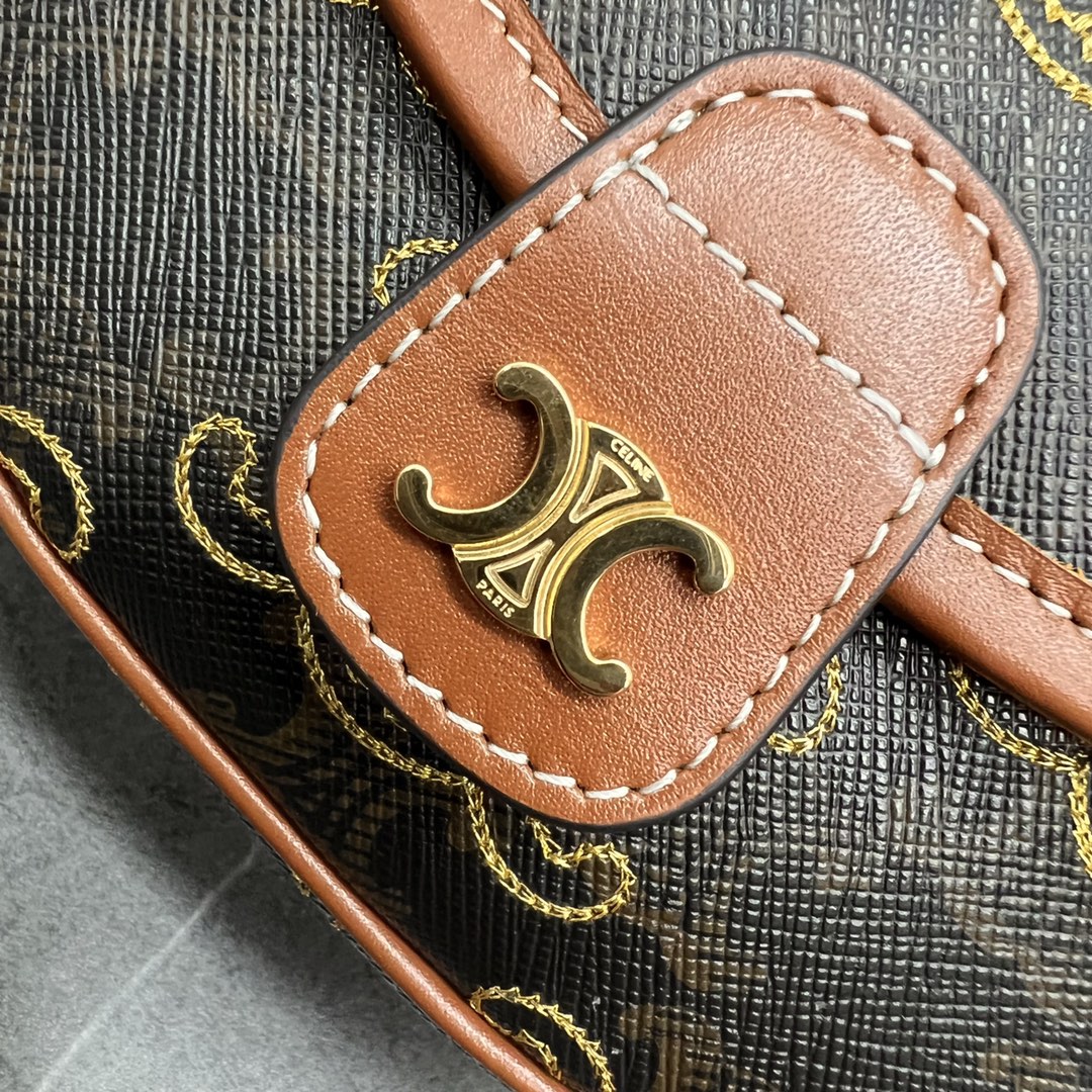 Celine Mini Besace In Triomphe Canvas With Triomphe Heart Embroidery Brown For Women 6in/15cm 196702ECK.04LU - Soul Replicas