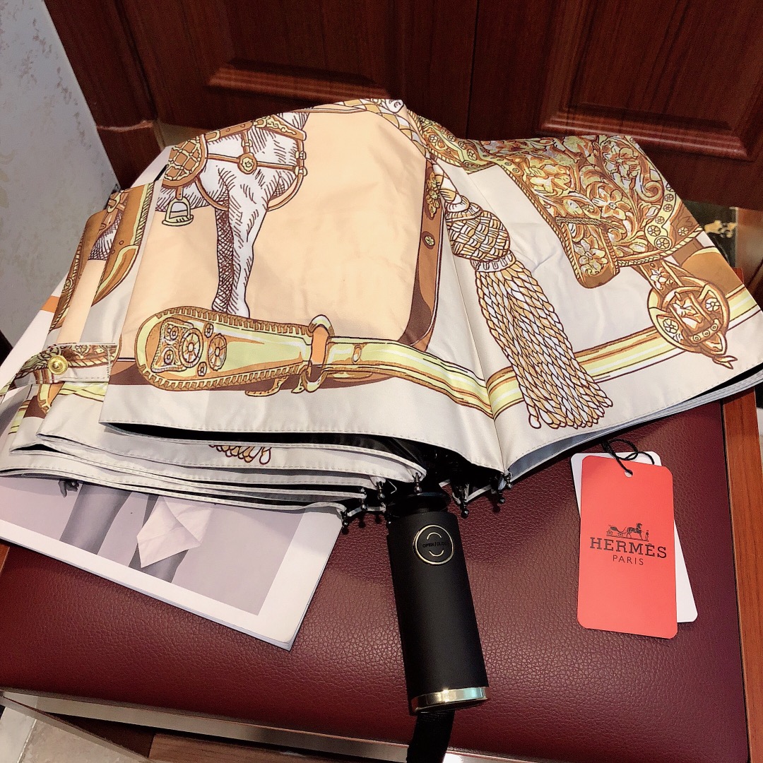 Hermes Pluie De H Folding Umbrella Beige - Soul Replicas