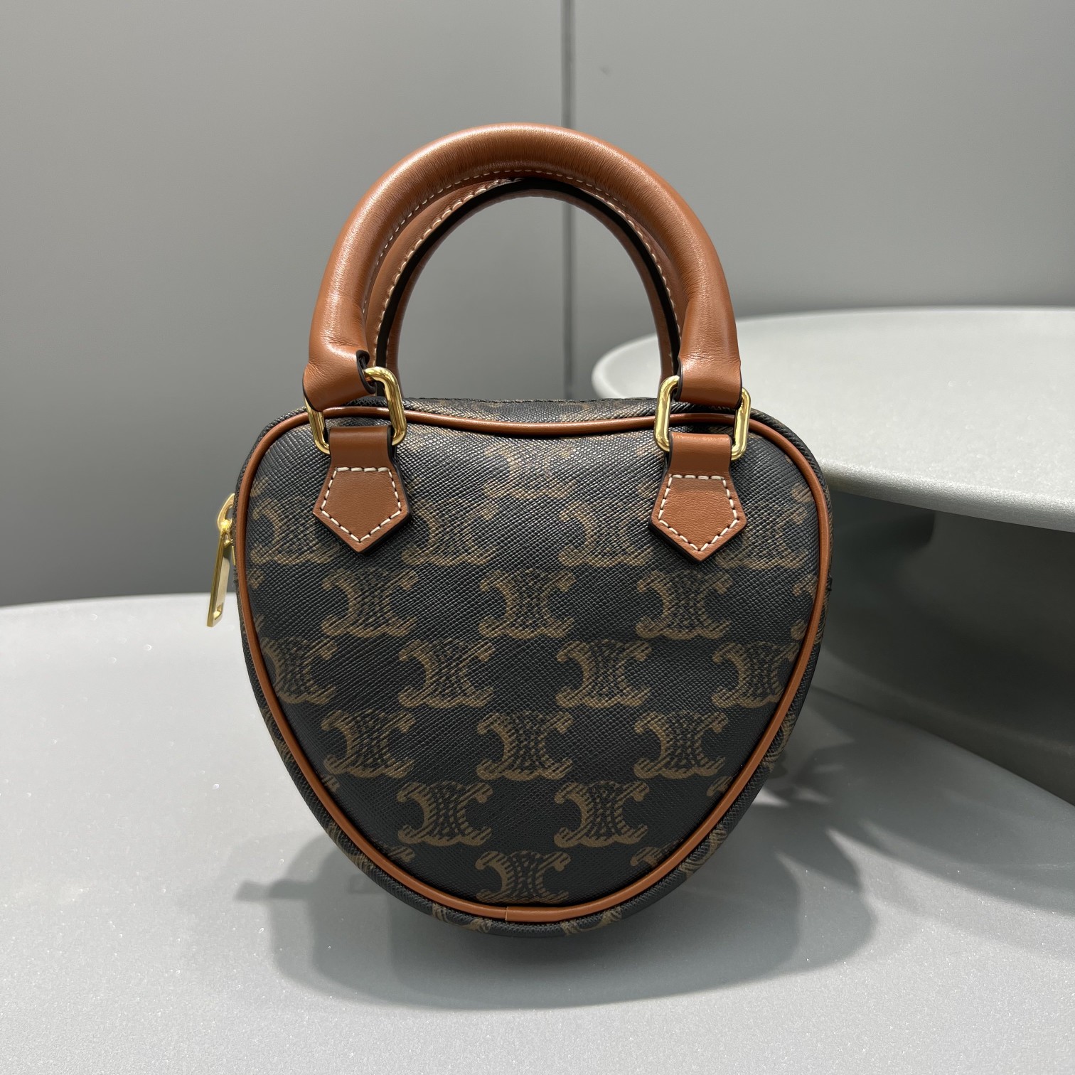 Celine Medium Celine Heart In Triomphe Canvas Brown For Women 6in/14.5cm 198222BZJ.04LU - Soul Replicas