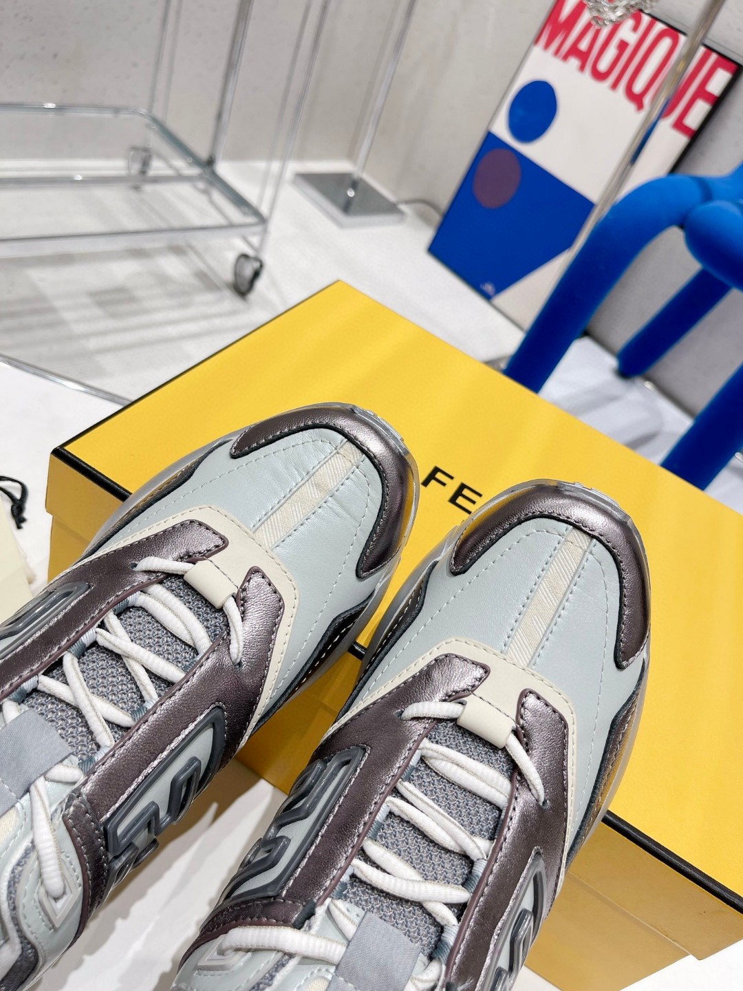 Fendi Nubuck Faster Grey Blue For Women - Soul Replicas