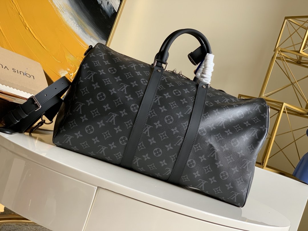 Louis Vuitton Keepall Bandouliere 45 Monogram Eclipse Canvas For Men. Men-s Bags. Travel Bags 17.7in/45cm LV M40569 - Soul Replicas