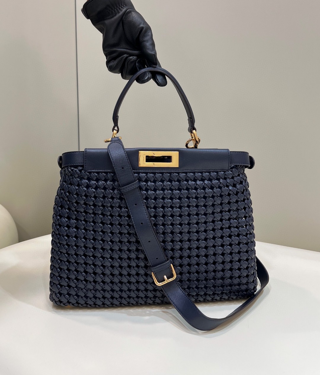 Fendi Mujer Peekaboo Iconic Navy Blue Bag For Woman 33cm/13in - Soul Replicas