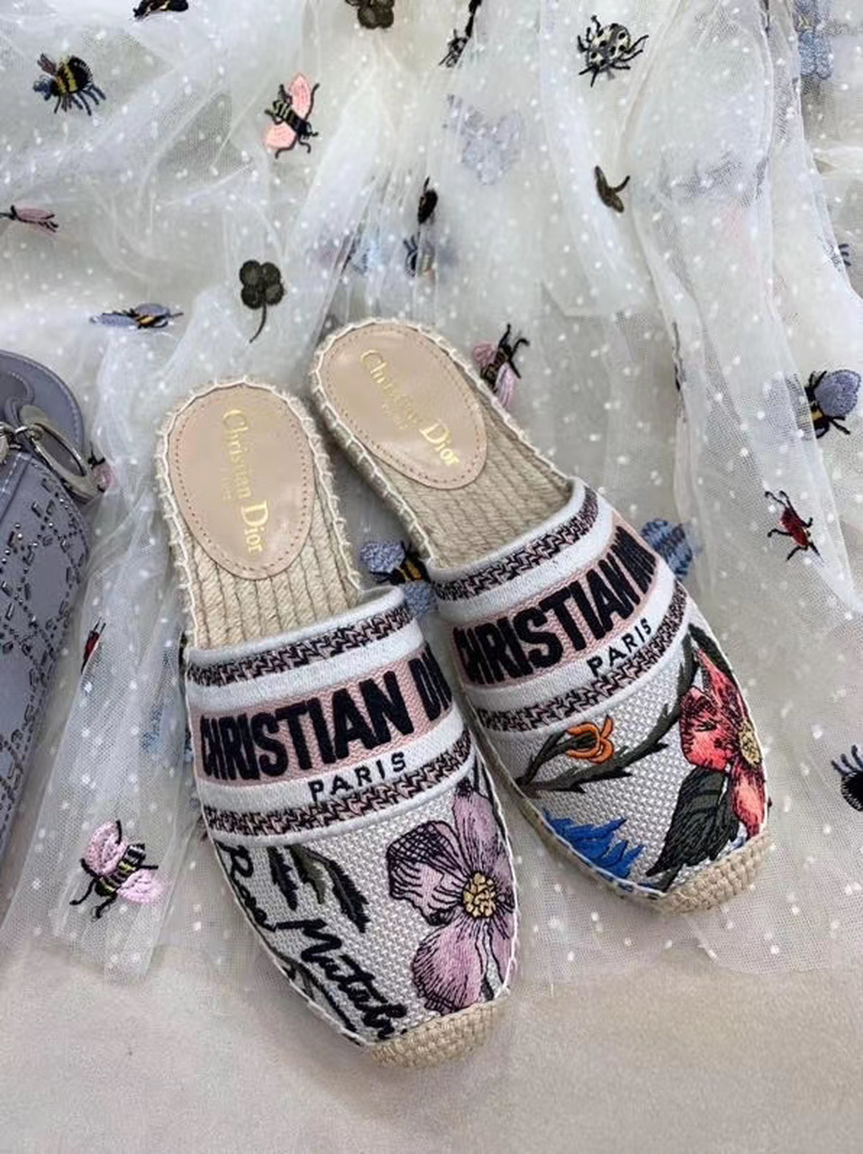 Christian Dior Granville Mule Embroidered Cotton Multi Color For Women CD - Soul Replicas