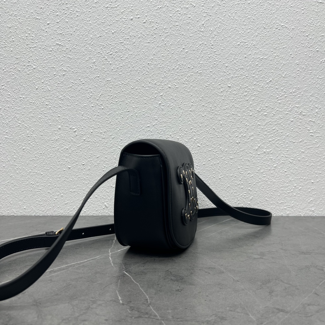 Celine Folco Cuir Triomphe With Studs Black For Women 7in/19cm - Soul Replicas