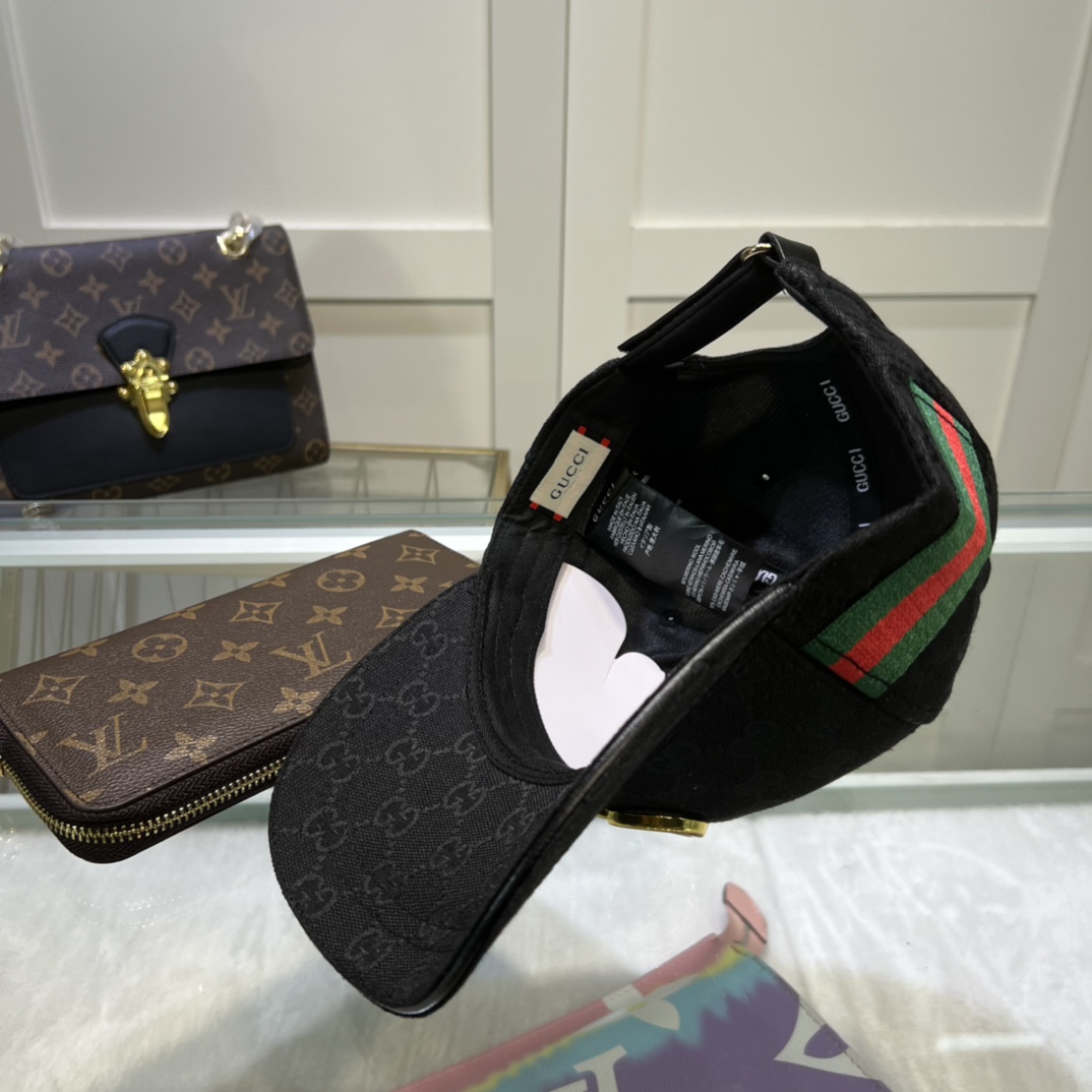 Original Gucci Canvas Baseball Hat With Web Black Gucci Hat - Soul Replicas
