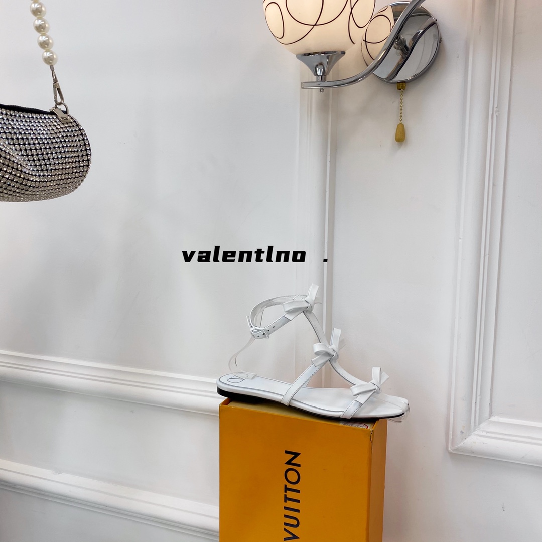 Valentino Garavani Bow-Detail Multi-Strap Flat Sandals White For Women WS0CI8CCC - Soul Replicas