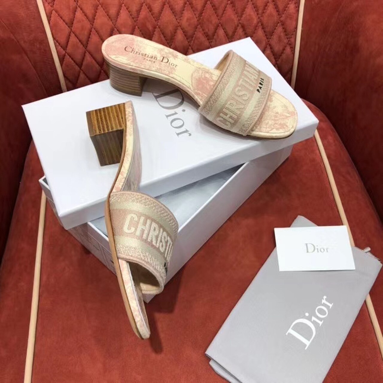 Christian Dior Dway Heeled Slide Pink For Women CD - Soul Replicas