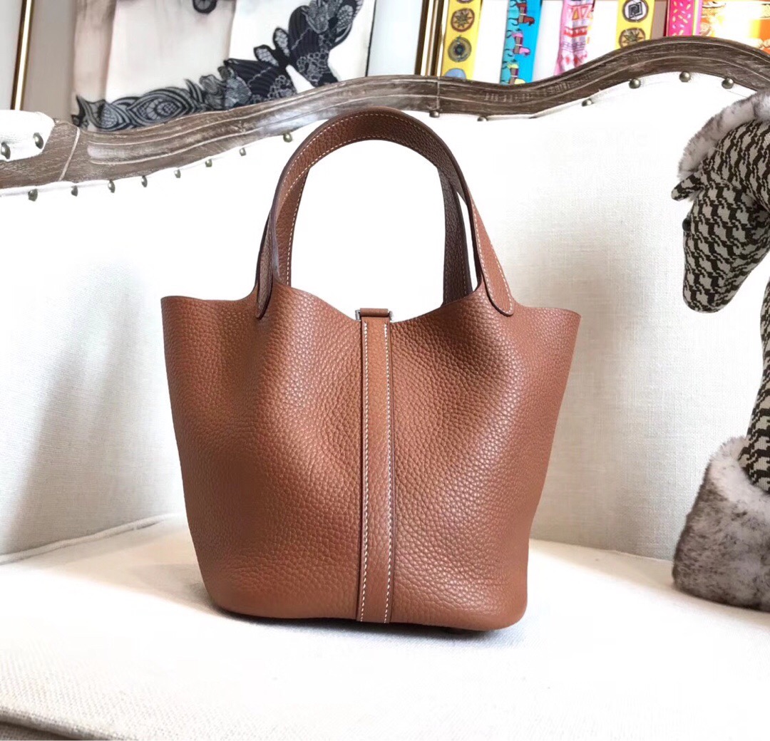 Hermes Picotin Lock Brown For Women Silver Toned Hardware 7.1in/18cm - Soul Replicas