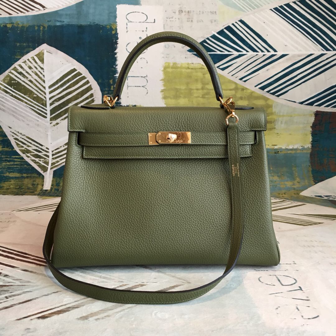 Hermes Kelly Green Bag In Epsom With Gold Toned Hardware Bag For Women 7.5in/19cm - Soul Replicas
