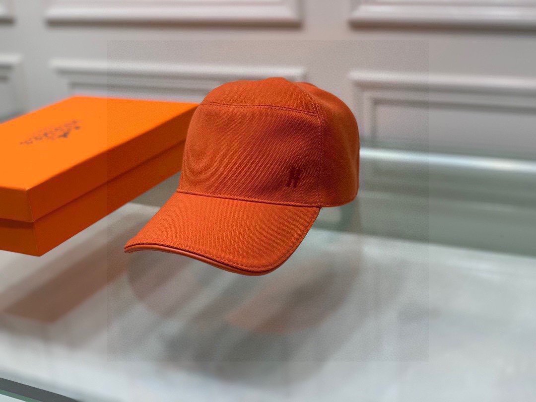 Hermes Davis H Primavera Cap Orange Hermes Cap - Soul Replicas