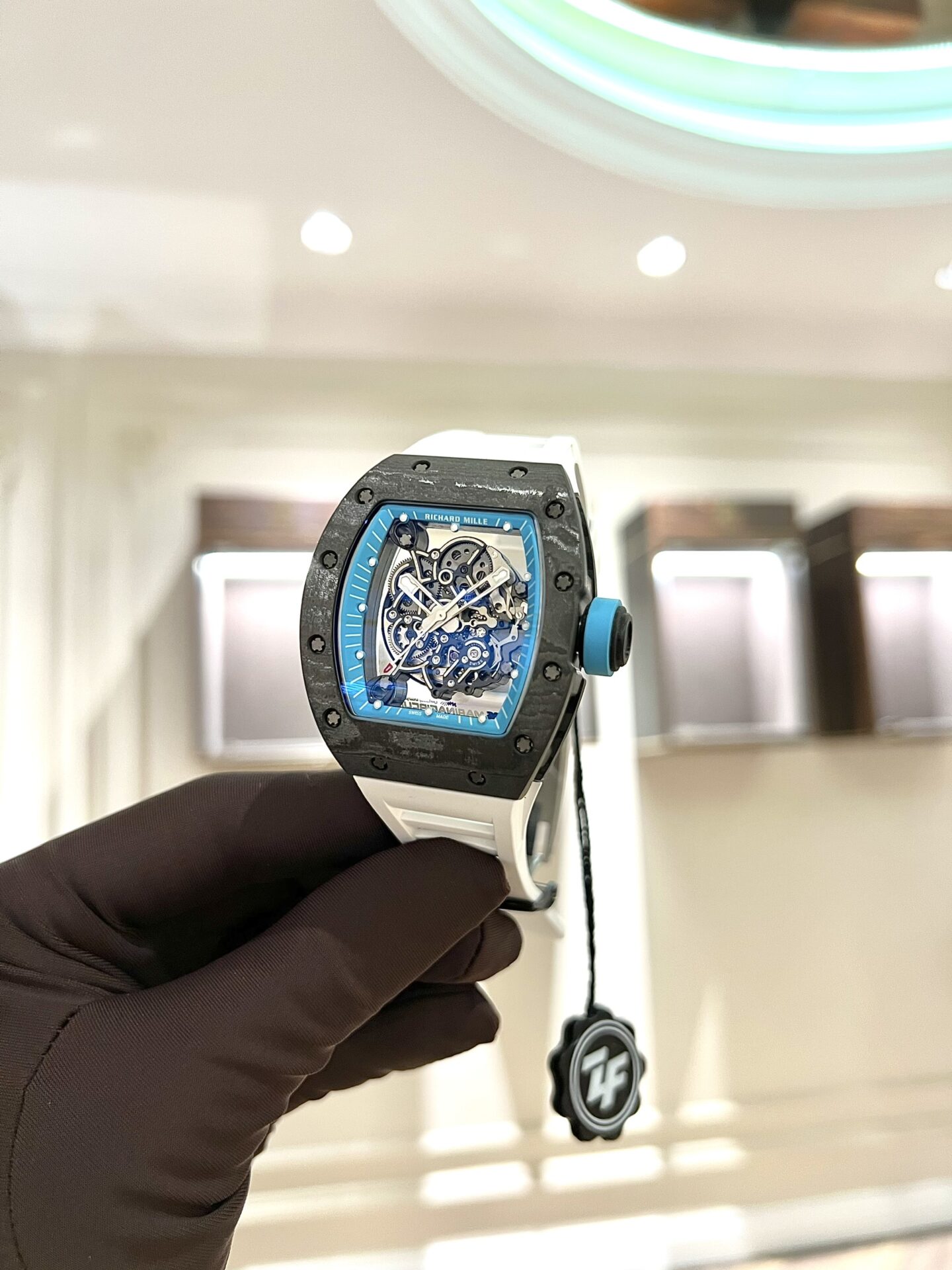 Richard Mille Replica Watch RM055 Carbon White Rubber Strap 45mm - Soul Replicas