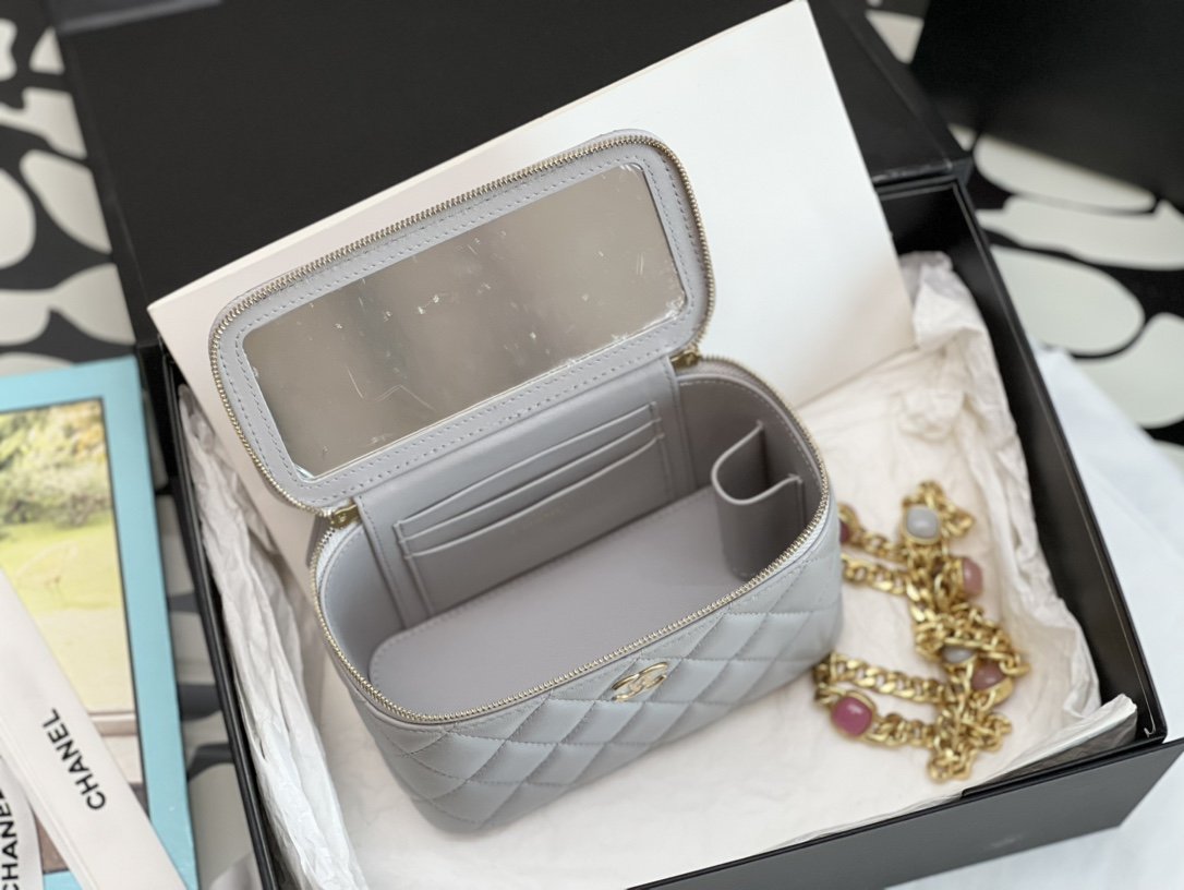 ChanelVanity With Chain Gray For Women. Women-s Bags 6.2in/16cm - Soul Replicas