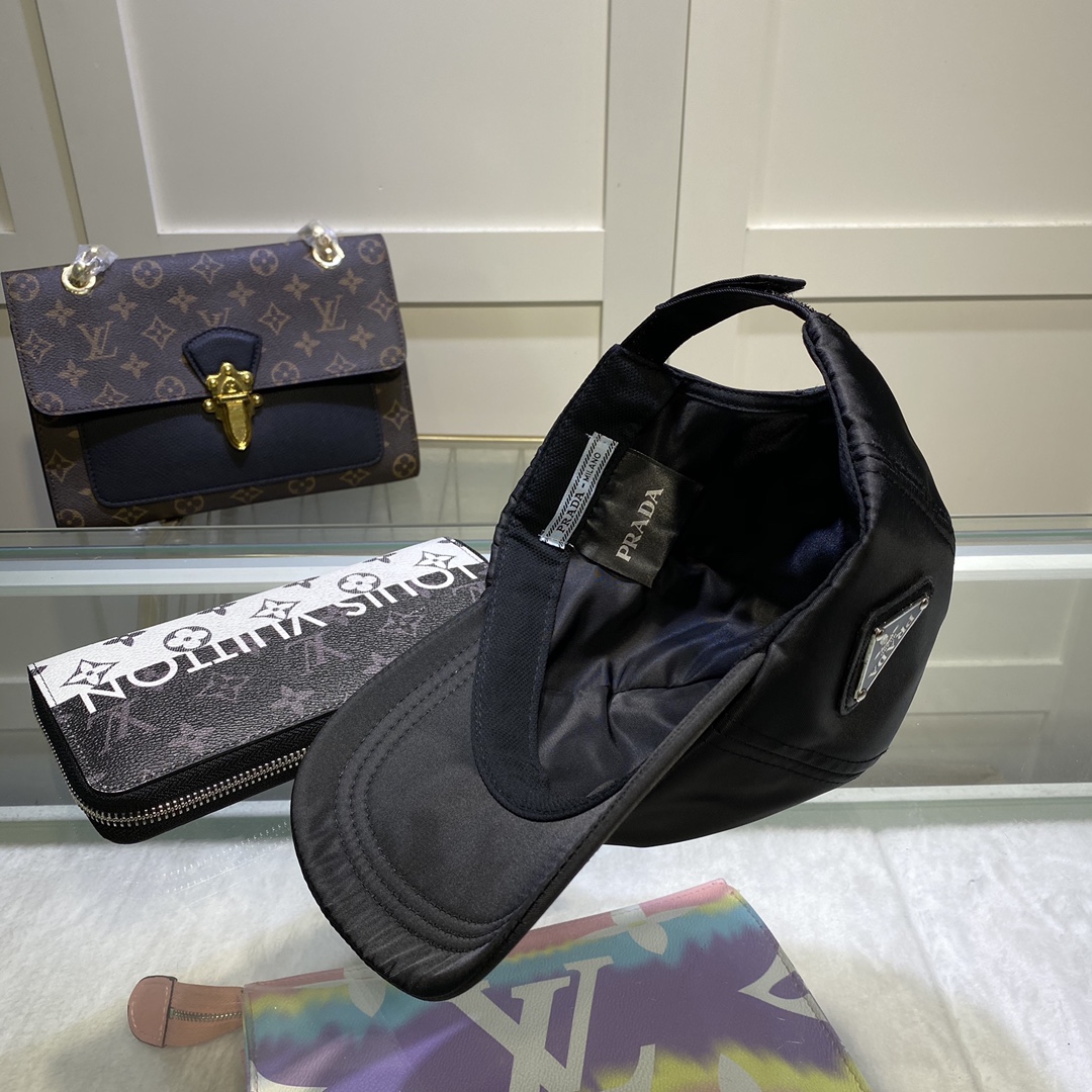 Prada Drill Baseball Cap Black Prada Cap - Soul Replicas