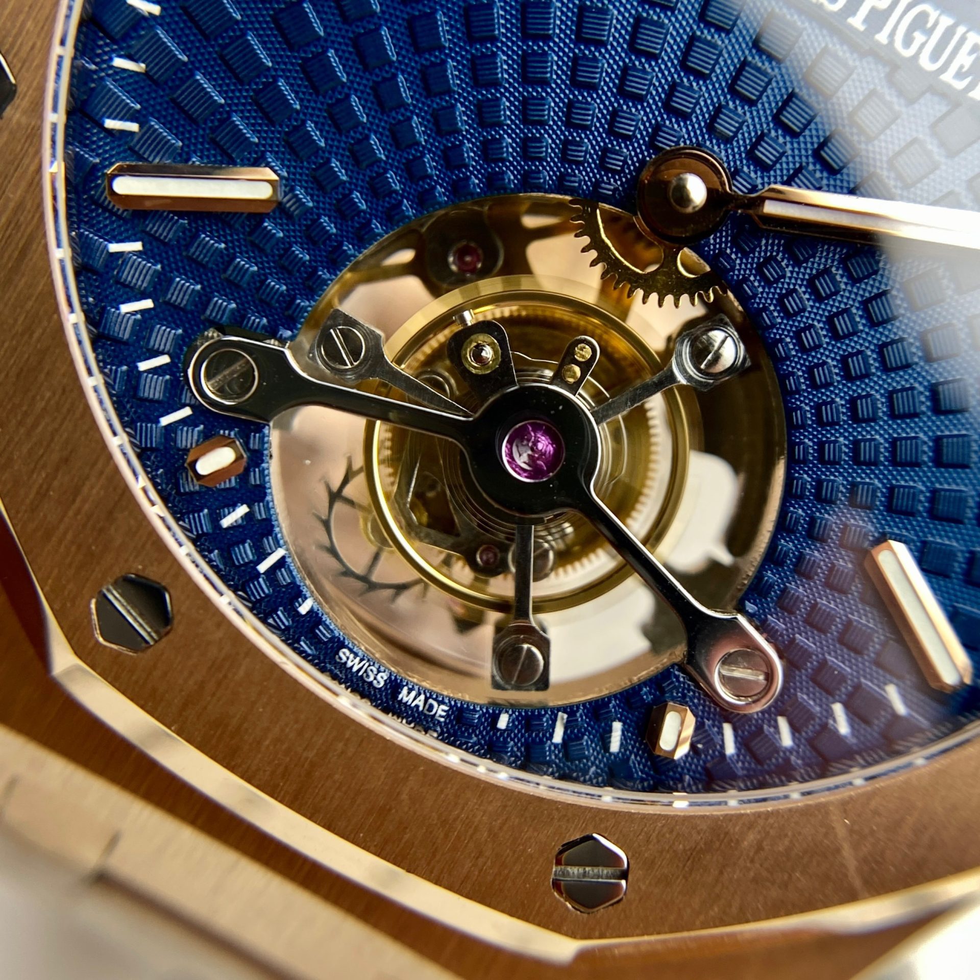 Audemars Piguet Replica Watch Royal Oak Tourbillon Rose Gold 26522OR Dial Blue 41mm - Soul Replicas