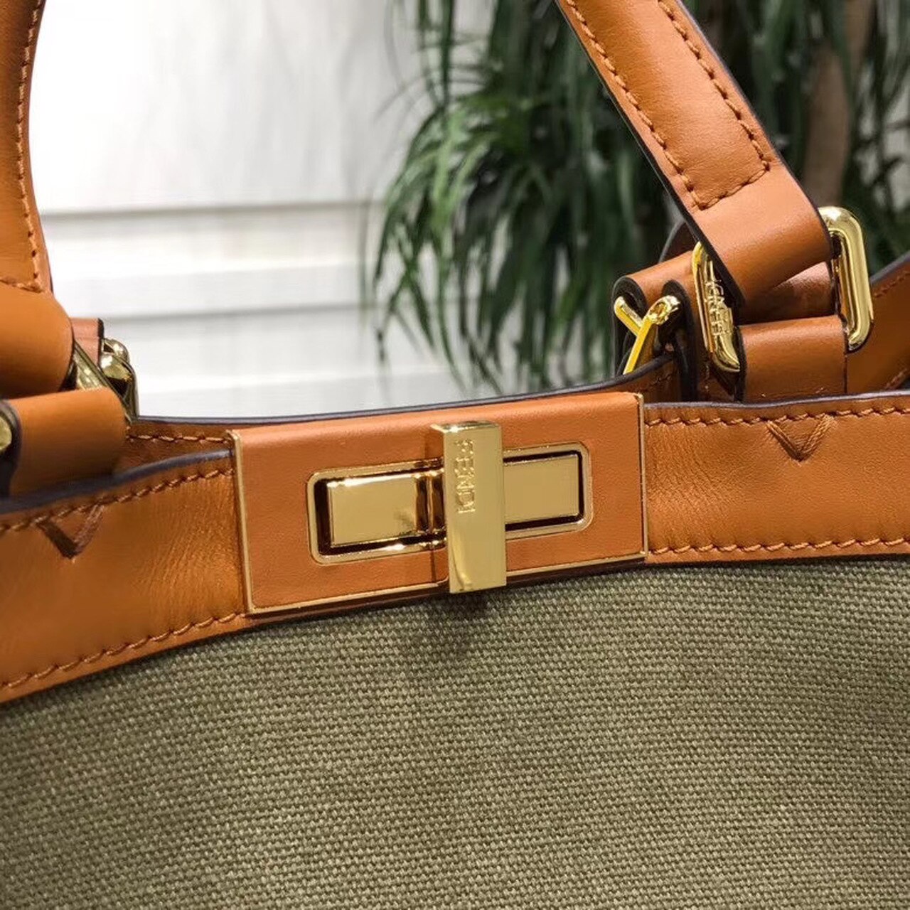 Fendi Peekaboo X-Tote Canvas Bag Khaki For Women. Women-s Handbags. Shoulder Bags 16.1in/41cm FF 8BH374 - Soul Replicas