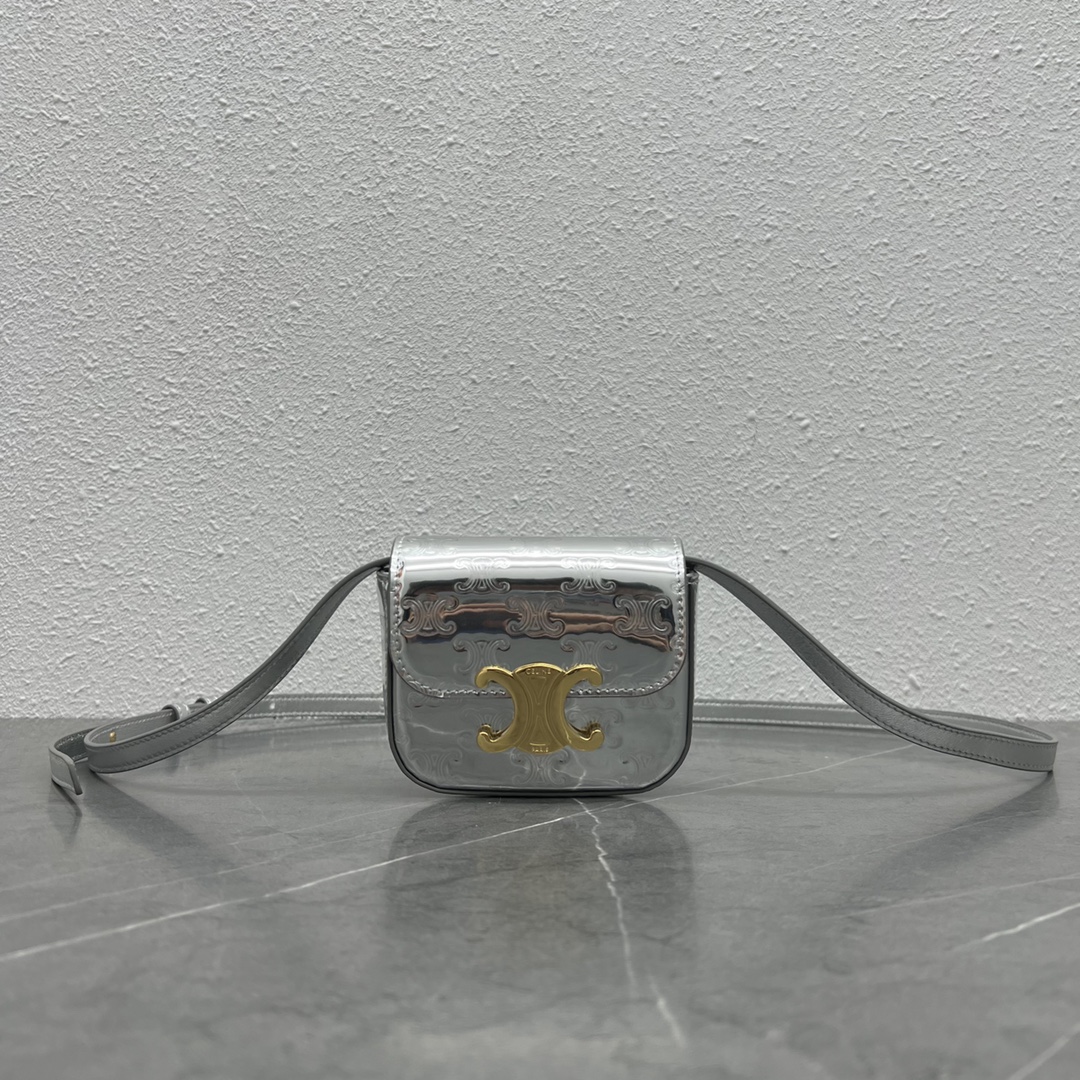 Celine Teen Triomphe Bag Silver For Women 7in/19cm - Soul Replicas