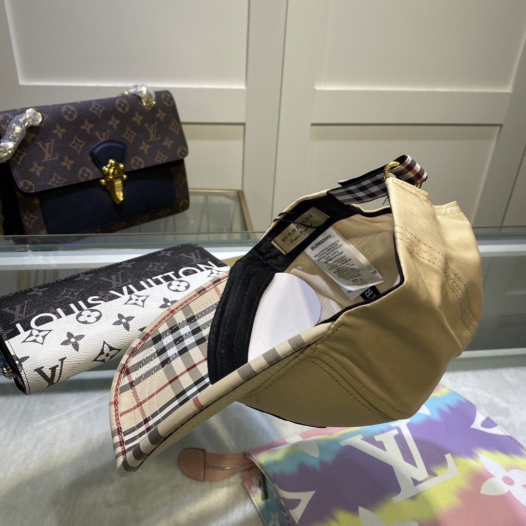 Burberry Monogram Motif Icon Stripe Cotton Baseball Cap In Beige - Soul Replicas