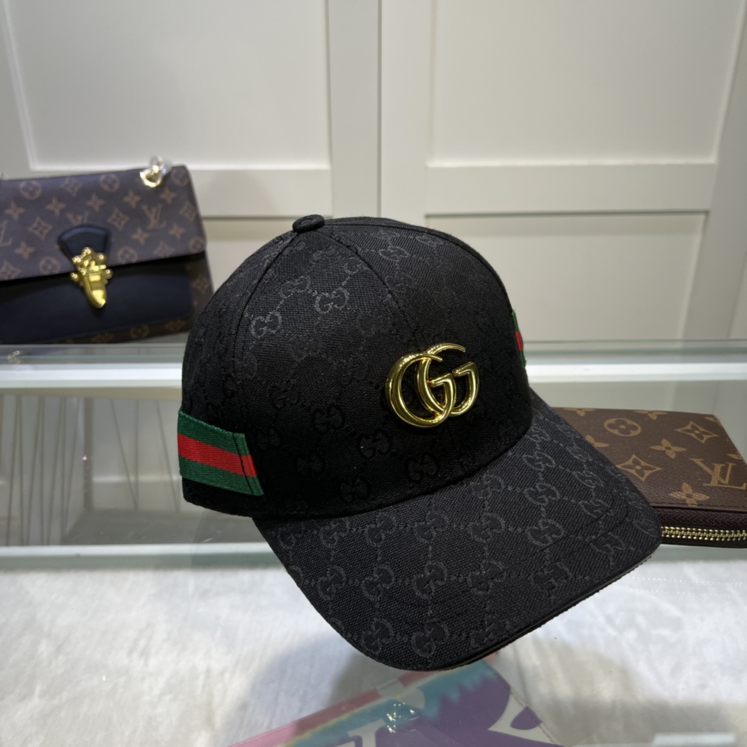 Original Gucci Canvas Baseball Hat With Web Black Gucci Hat - Soul Replicas
