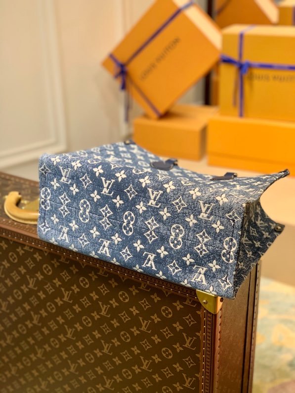 Louis Vuitton Onthego MM Tote Bag Navy Blue For Women 12.2in/31cm LV M59608 - Soul Replicas