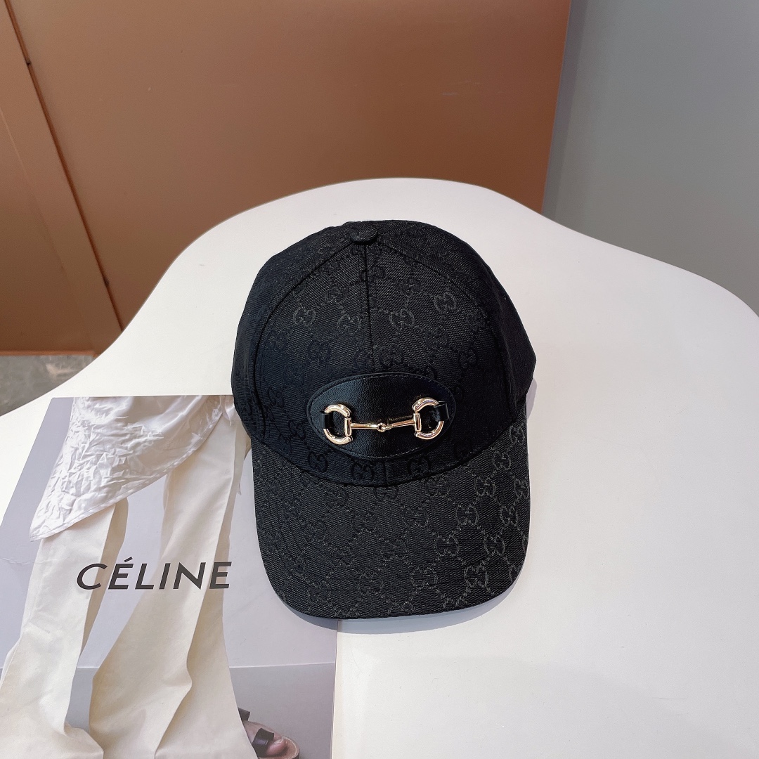 Gucci Canvas Baseball Hat With Horsebit Black Gucci Hat - Soul Replicas