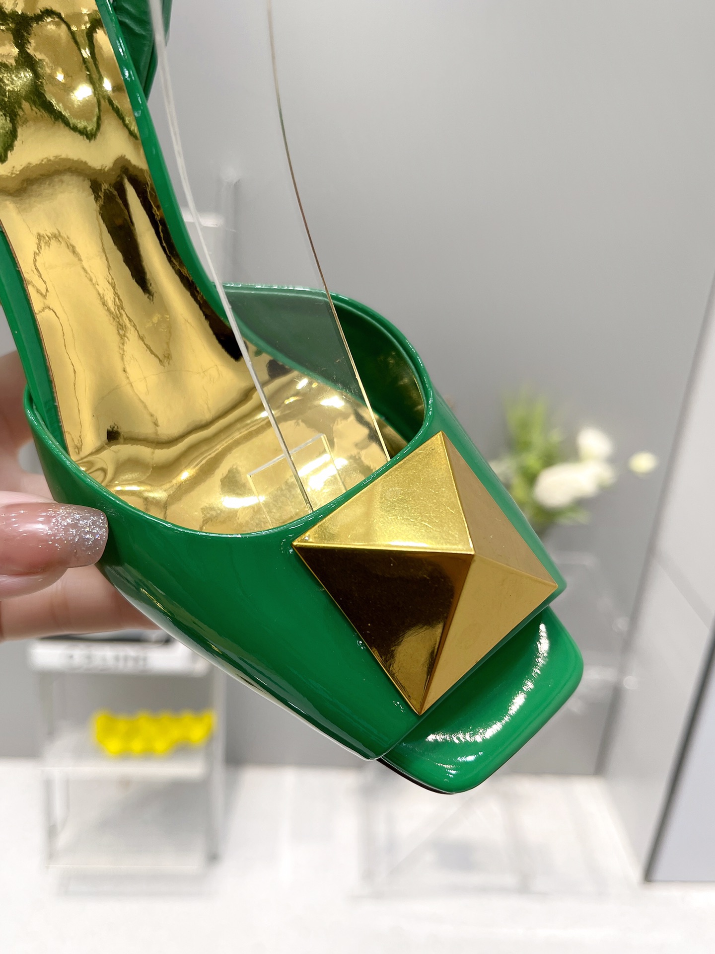 Valentino Garavani One Stud Sandal With Maxi Stud Embellishment Green For Women XW0S0EI6CYII16 - Soul Replicas