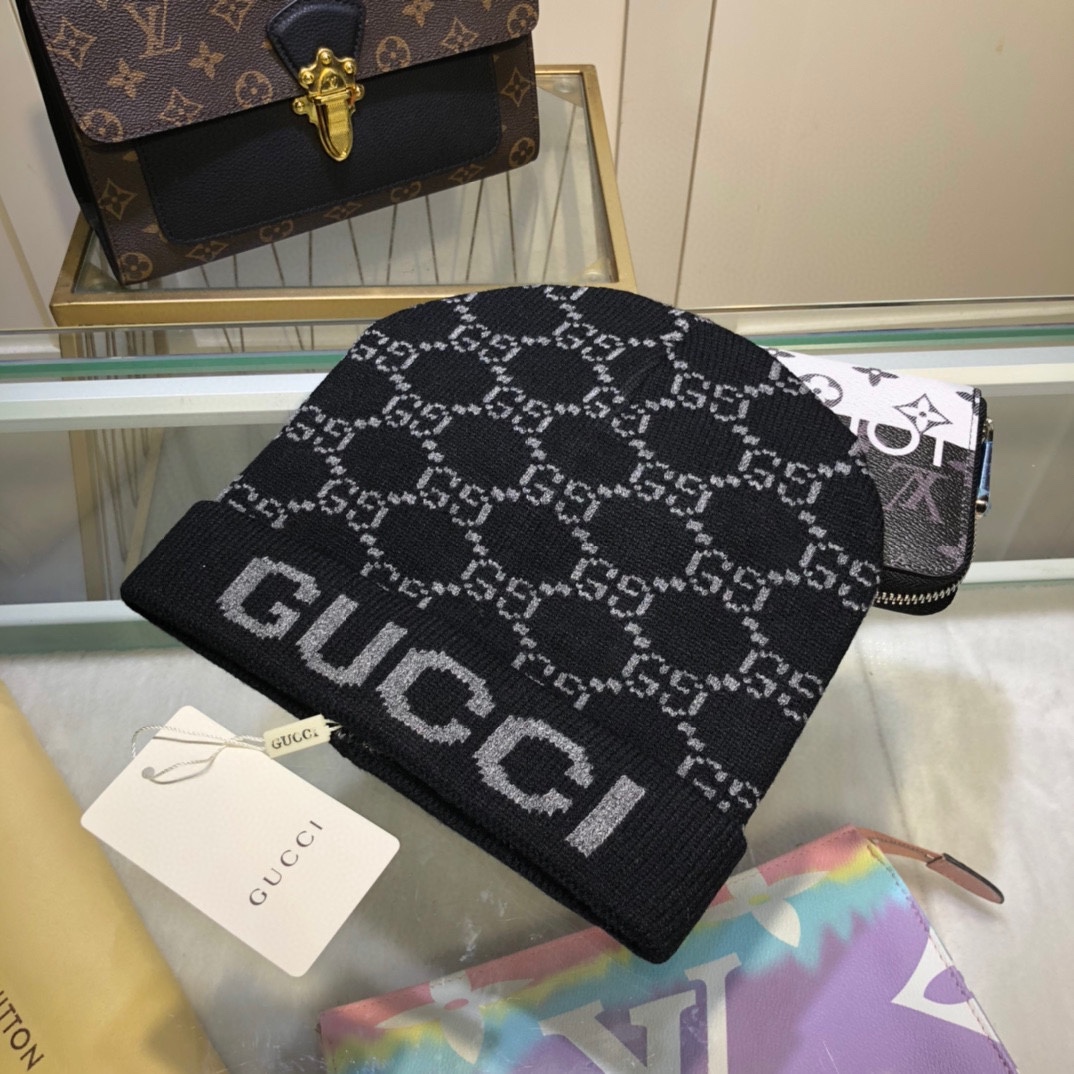 Gucci Beanie Cashmere In Black - Soul Replicas