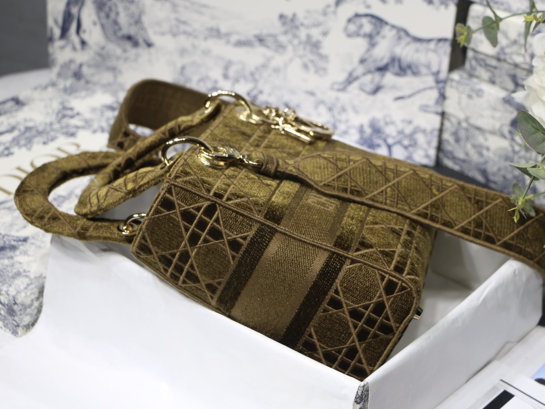 Christian Dior Medium Lady D-Lite Brown Cannage Bag For Women 9.5in/24cm CD - Soul Replicas