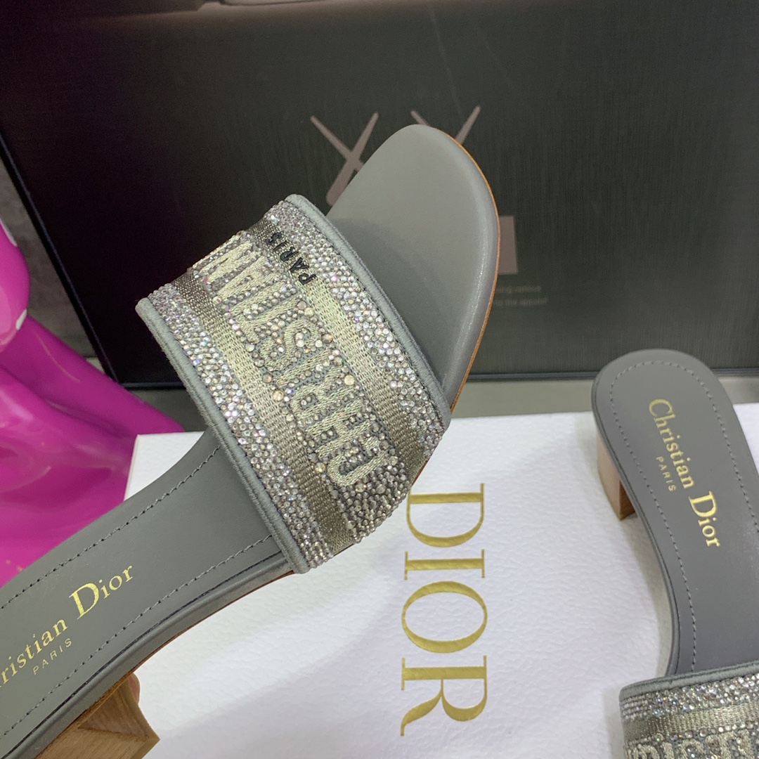 Christian Dior Women's Dway Heeled Slide Grey For Women CD - Soul Replicas