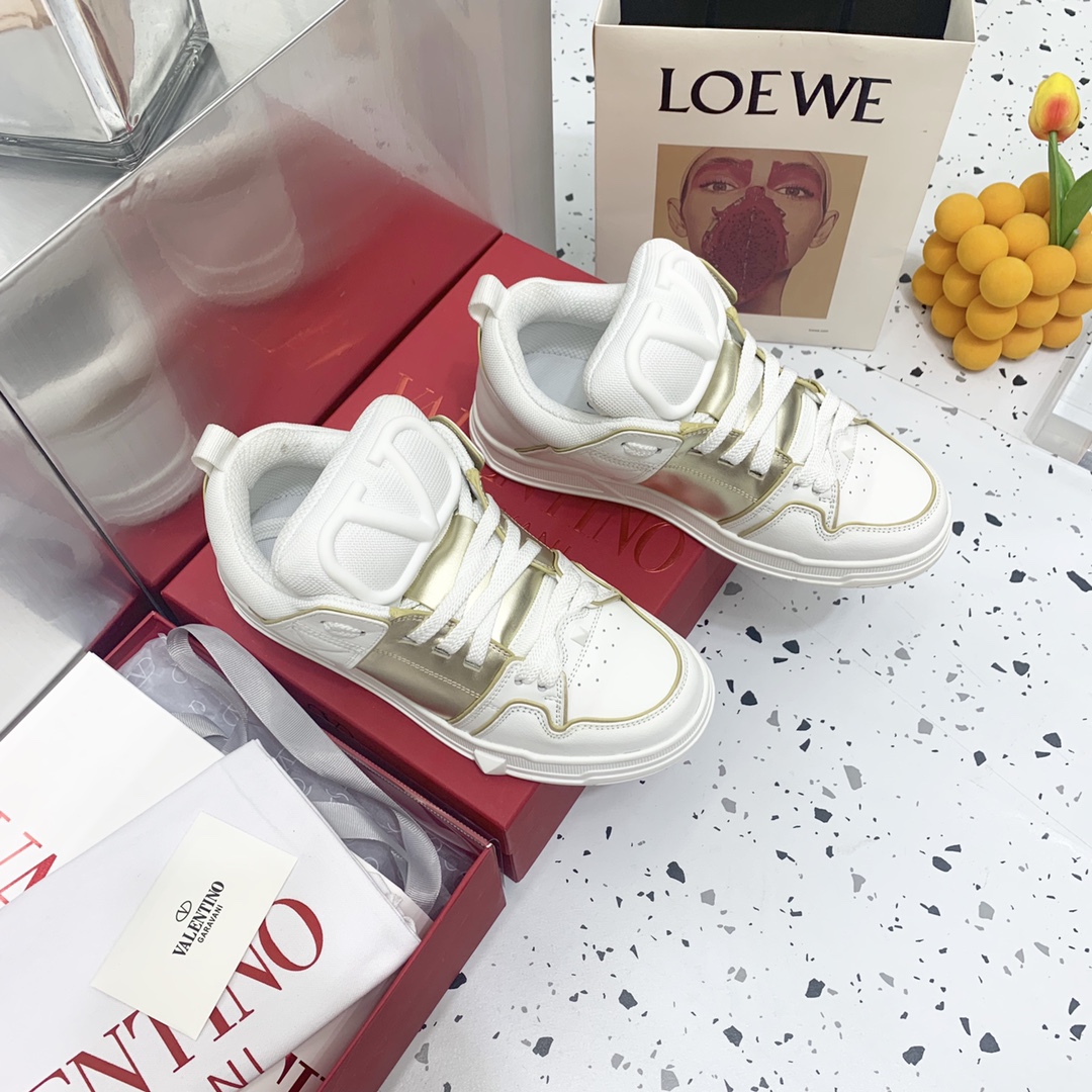 Valentino Garavani Open Skate Sneakers With Patent Band Gold For Women WS0FB1DXI - Soul Replicas