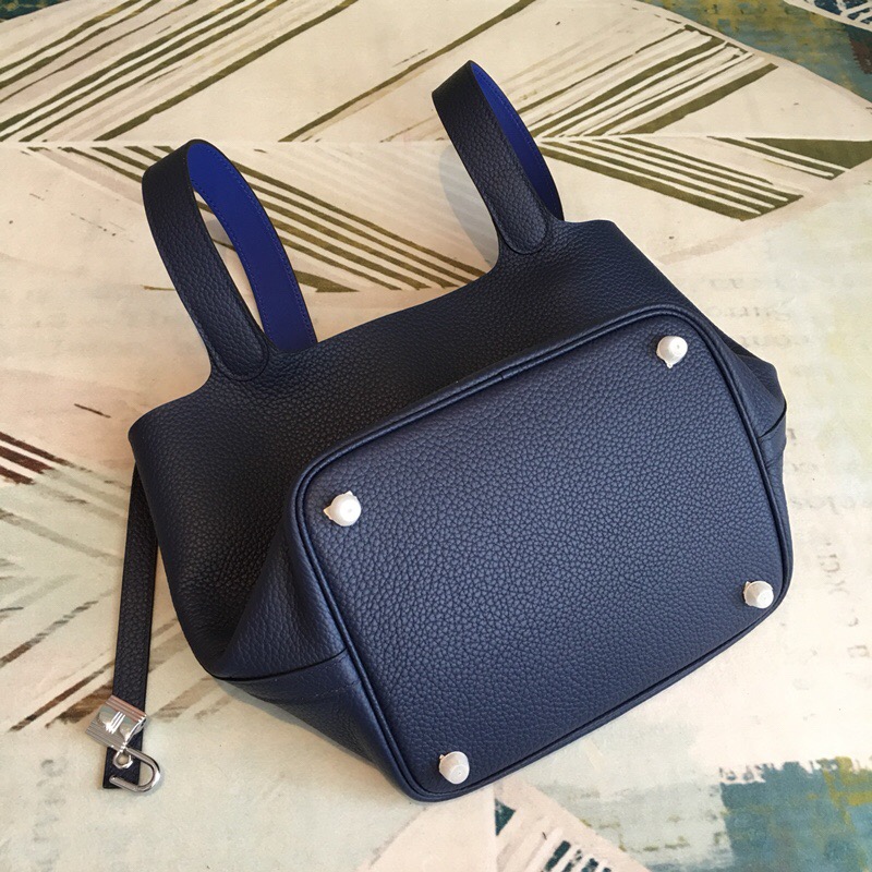 Hermes Picotin Lock 18 Dark Blue Clemence Palladium Hardware For Women 7.5in/19cm - Soul Replicas