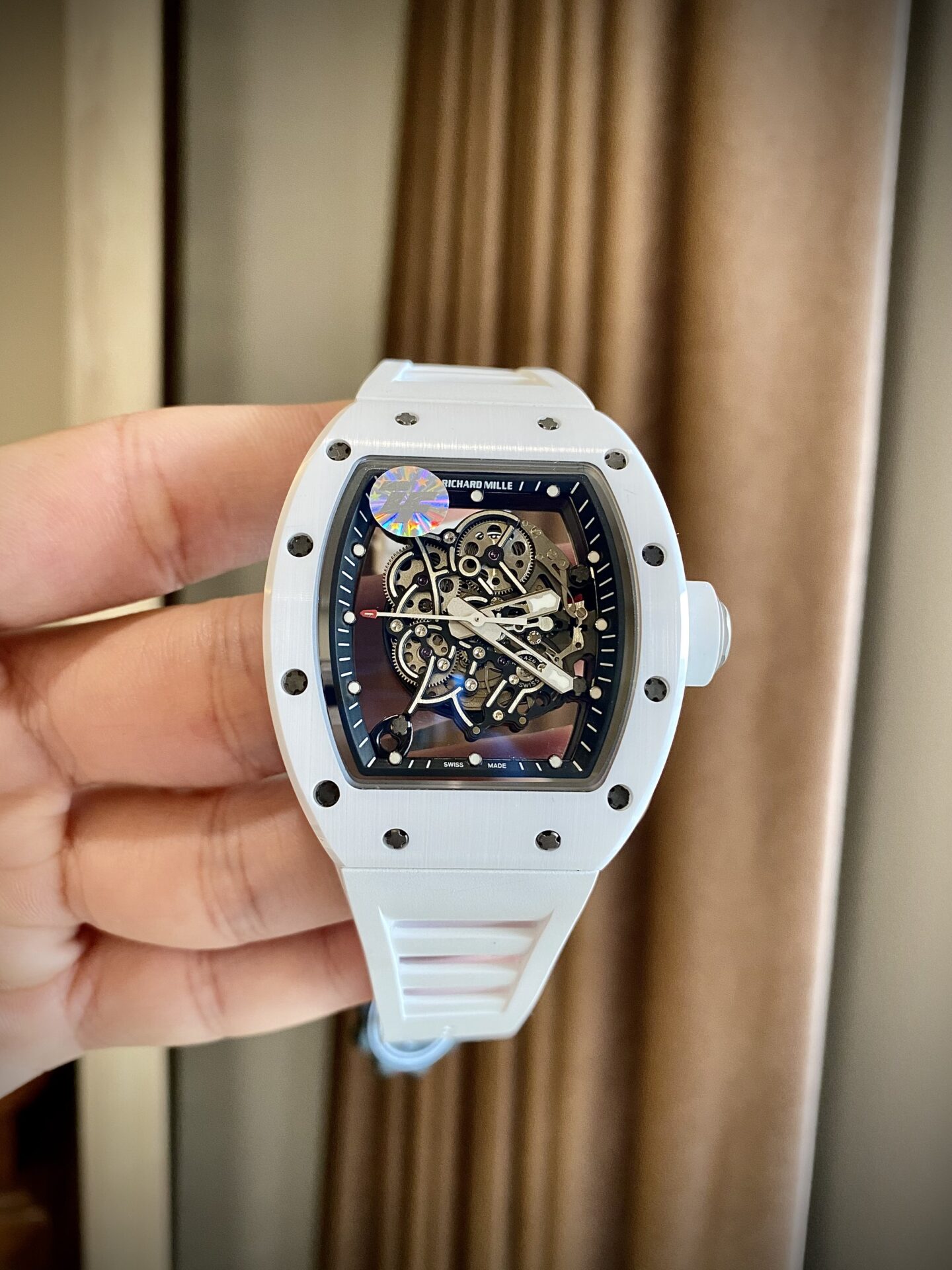 Richard Mille Replica Watch RM055 White Ceramic Rubber Strap ZF Factory 45mm - Soul Replicas